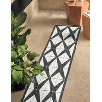 Unique Loom Outdoor Modern Collection Area Rug (2' x 5' 3" Runner Black and White)