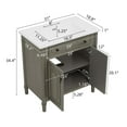 thumbnail image 2 of 31" Bathroom Vanity with Ceramic Sink, Vintage Bathroom Cabinet with Adjustable Shelf, 2 Doors & Rubber Wood Legs, Antique Gray, 2 of 13