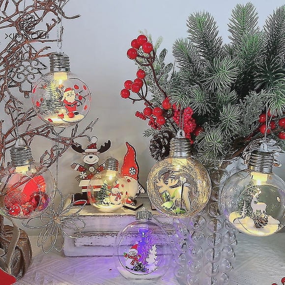 Bola transparente de 8cm con luces, bola colgante, decoraciones navideñas, bola de decoración navideña, bola de Navidad para ventana