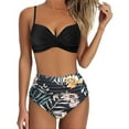 thumbnail image 1 of MKLEKYY Trajes De Baño Mujer Women High Waisted Bikini Sexy Push Up Two Piece Swimsuits Vintage Swimsuit Two Piece Retro Ruched High Waist Print Bikini Set 2790, 1 of 6