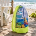 thumbnail image 5 of Beach Toy Storage Bag, Foldable Mesh Breathable Material Outdoor Travel Play Equipment Shell Collection Net Tote Handbag Large Capacity Durable Fabric Organizer Item. Hot Pink, 5 of 5