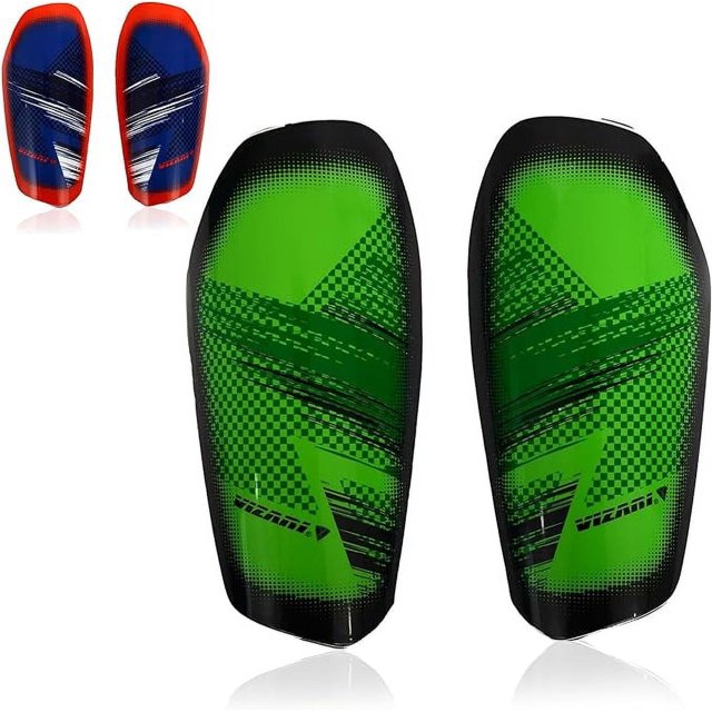 Vizari Espinilleras de Fútbol sin Cierre para Adultos y Jóvenes / Espinilleras Protectoras Ligeras para Hombre y Mujeres - Verde/negro, Talla M