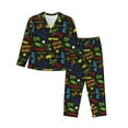 thumbnail image 1 of Fotbe Pixel Game Conjunto de Pijama de Manga Larga para Mujer con Estampado, Ropa de Dormir de 2 Piezas, Conjunto de Casa Suave y Cómodo con Bolsillos-XX-Large, 1 of 7