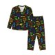 thumbnail image 1 of Balery Pixel Game Conjunto de Pijama con Estampado para Mujer, Conjunto de Dos Piezas con Manga Larga, Ropa de Dormir Suave con Bolsillos, Pijamas Cómodos-Large, 1 of 7