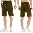 thumbnail image 5 of QPNGRP Men's Workout Stretch Shorts Casual Drawstring Elastic Zipper Pockets Army 30, 5 of 8