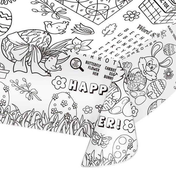 Mantel De Pascua Para Colorear Para Niños, 12 Manteles Individuales De Papel De Pascua Mantel Desechable De Conejo De Pascua Para Ninos Para