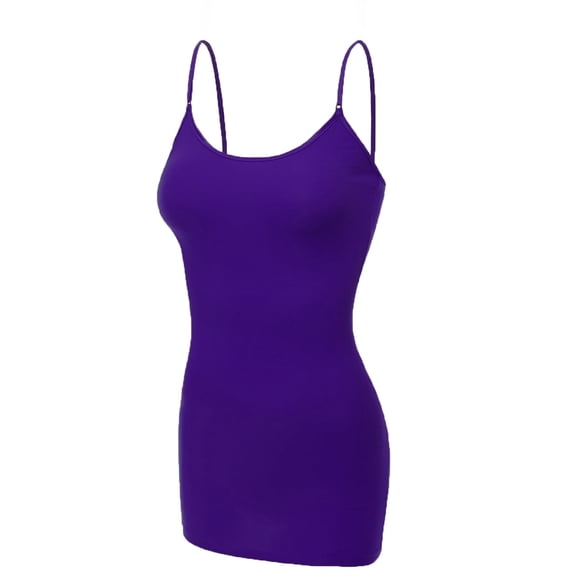 Essential Basic Women's Basic Casual Long Camisole Adjustable Strap Cami Layering Top, 3xl, Purple