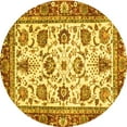 thumbnail image 1 of Ahgly Company Machine Washable Indoor Round Oriental Yellow Traditional Area Rugs, 7' Round, 1 of 4