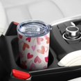 thumbnail image 5 of 20oz Insulated Tumbler, Travel Coffee Tumbler with Lid, Cup Holder Friendly Travel Coffee Mug, Stainless Steel Thermos, 20 Oz Tumbler, Reusable Insulated Coffee Mug with Lid ( Love Heart Pink ), 5 of 7