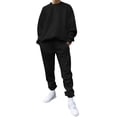 thumbnail image 1 of Kcodviy Male Casual Solid Two Tuxedo Suit Piece Suit O Neck Men Suits Regular Fit off Shoulder Sleeve Sweatshirt Mens Suits Drawstring Pocket Pants Set, 1 of 5