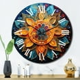 thumbnail image 3 of Designart "Pointillism Mandala Gold and Teal Yoga" Pointillism Oversized Wall Clock, 3 of 5