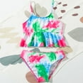 thumbnail image 2 of KAUOD Girls 2 Piece Swimsuits Tie Dye Tankini Bikini Set Ruffle Spaghetti Strap Sporty Beach Swimwear for Teens Bathing Suit, 2 of 8