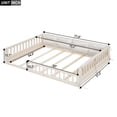thumbnail image 2 of DreamBuck Upholstered Full Size Platform Bed with Guardrail and Pillow, Slats Support Wood Floor Bed for Teens Adults Boys/Girls, No Box Spring Needed, Beige, 2 of 7