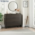 thumbnail image 3 of Tuekys Folding Dining Table Drop Leaf Kitchen Table with 2 Storage Racks-Perfect for Small Spaces Multifunction Space Saving Table Extension Dinner Table Kitchen Office Desk Black(with Handle), 3 of 9