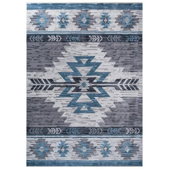 Allstar Living Room Area Rug with Spirit Ward design in Blue