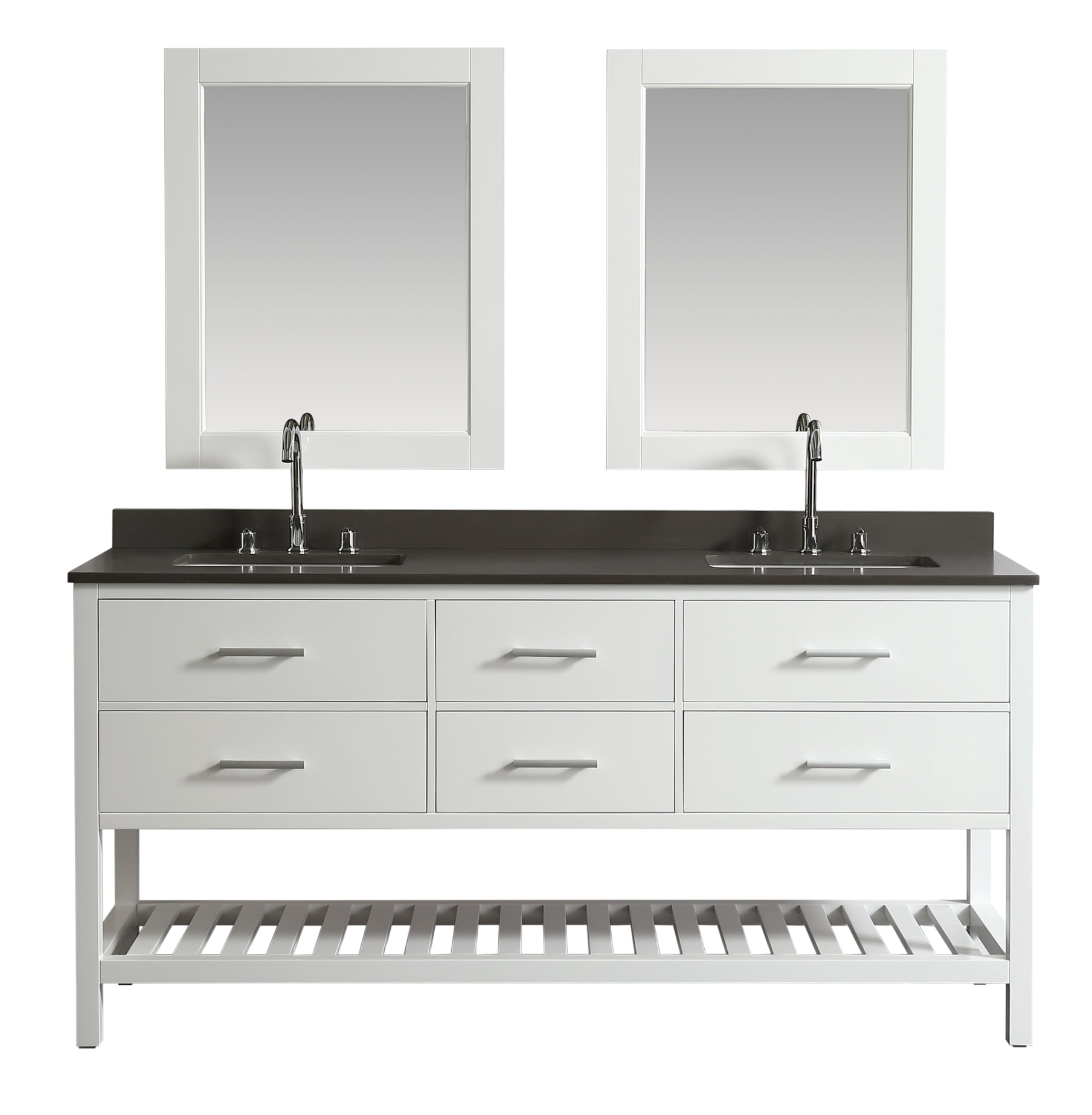Design Element London 72" Double Sink Bathroom Vanity Set in White with