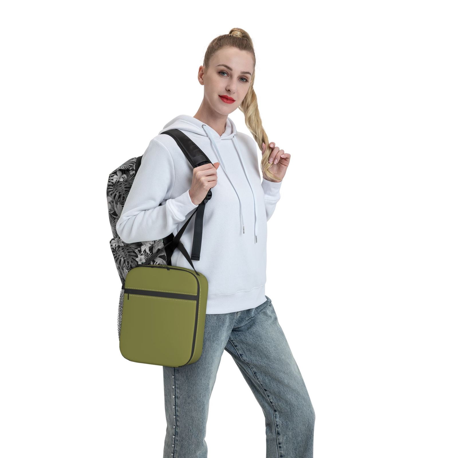 Lunch Bag For Women Men Insulated Portable Lunch Box Bento Box Office Picnic Travel Cooler Bag Army Green