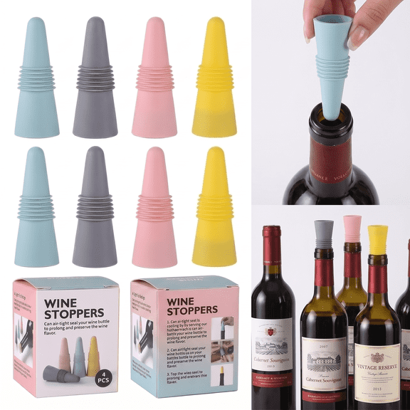 ROSEXIXI 8pcs Silicone Wine Stoppers, Reusable Airtight Bottle Seals for Wine, Beer, Oil and Vinegar Bottles, Leak-Proof Fresh-Keeping Stoppers for Home Bar Kitchen