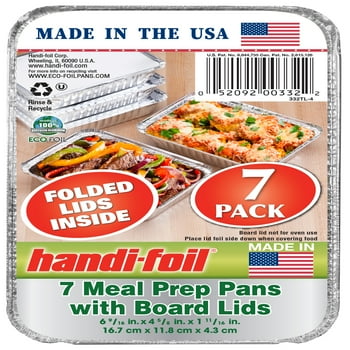 Handi-Foil Aluminum Meal Prep Storage Pan with Folded Lids 7 Count