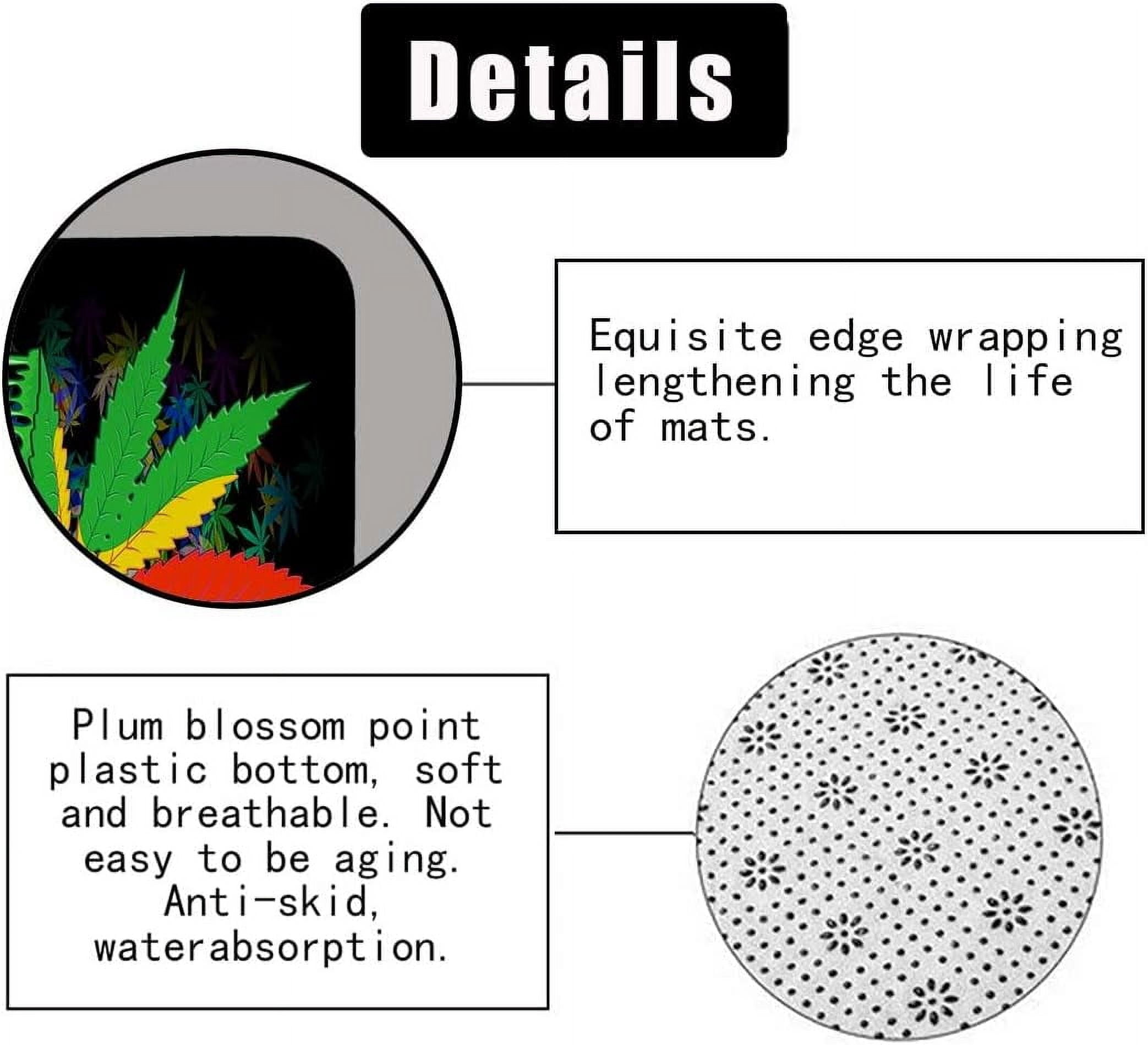 4PCS/Set Weed Leaf Shower Curtain set, Jamaican Rasta Reggae Cannabis Marijuana Leaf Bathroom Decor, Waterproof Fabric Black Bath Curtain, Non-Slip Bath Rugs Toilet Carpet, Green Red Yellow