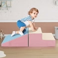 thumbnail image 4 of Costway Step and Slide Climber for Infants and Toddlers Baby Soft Foam Structure Blocks Pink, 4 of 10
