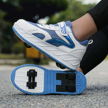 

KINODAY Fashion Roller Shoes With Hook & Loop Fastener Comfy Detachable Wheel Skate Sneakers For Kids Teen Outdoor
