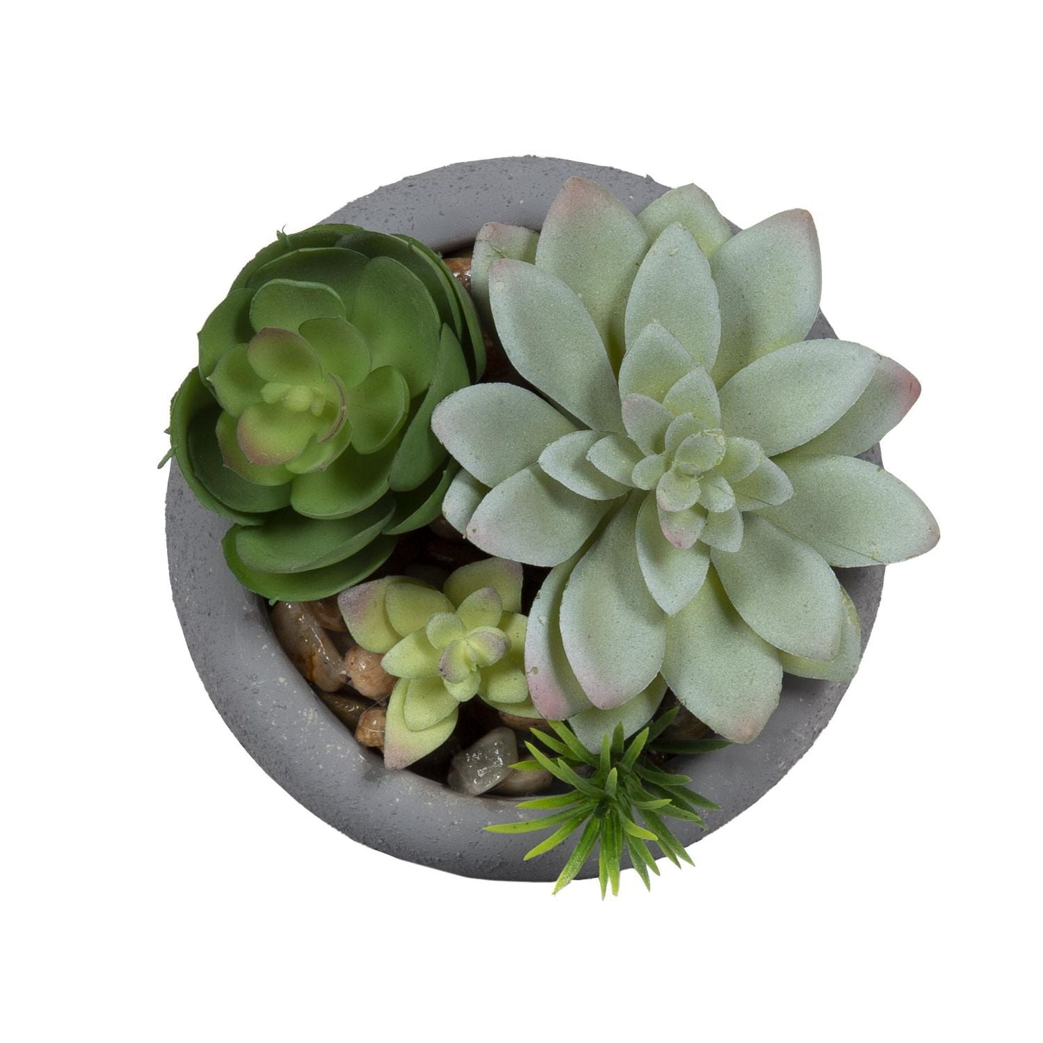 Plantes grasses artificielles Tessier dans un pot gris