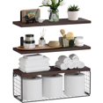 thumbnail image 1 of HAWOO Repisas Flotantes, 3PCS Repisas para Ba&ntilde;o con Cesta de Alambre, Recamara, Cocina, Sala, F&aacute;ciles de Instalar, 40x15.2 CM (Marr&oacute;n), 1 of 8