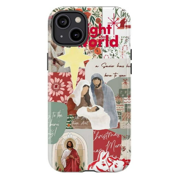 Christian Nativity Christmas Collage Phone Case, Light of the World Cover for iPhone 17 16 15 14 13 12 11 Pro Max Mini