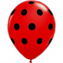 12 ladybug print 11" latex balloons qualatex black & red polka dot party