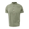 thumbnail image 3 of VgaVtl Mens T Shirts Muscle Summer Short Sleeve Tops for Men V-Neck Button Green Slim Solid Color Sports Tops, 3 of 7