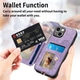 thumbnail image 3 of for iPhone 14 Plus Phone Case Wallet with Card Holder,PU Leather Flip Folio Case,RFID Blocking Ring Holder Kickstand Wrist Strap Magnetic Protective Women Men Cover,Purple,For iPhone 14 Plus, 3 of 11