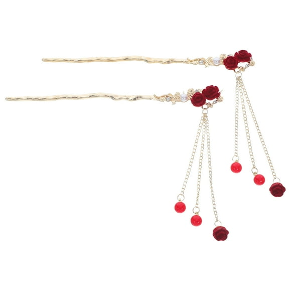 GOOHOCHY Palillos para el pelo para mujer, 2 uds., palillos para el pelo, moño en el pelo rosa, Herramienta de Peinado Vintage, accesorios para el cabello