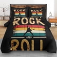 thumbnail image 3 of Juego de edredón Pamnest, tamaño completo, música rock roll vintage, 7 piezas, 3 of 7