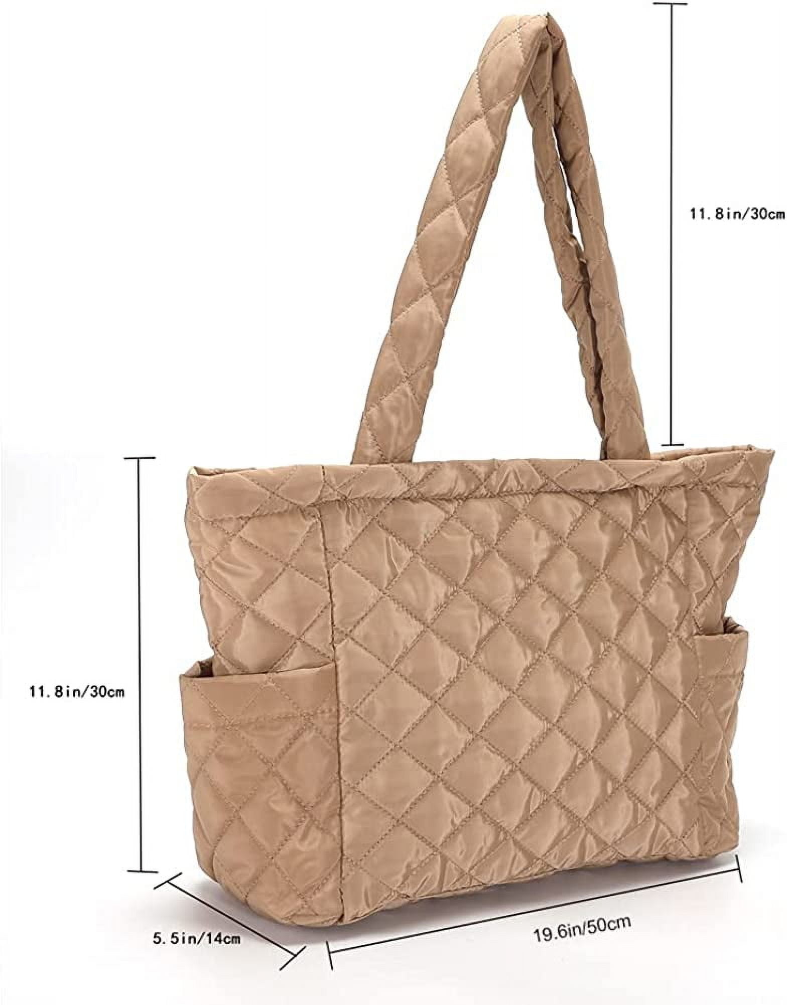CoCopeaunt Quilted Tote Bags for Women Lightweight Puffer Padding Shoulder Bag Large Nylon Tote Handbag Zipper Closure
