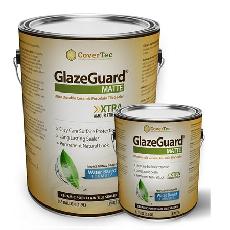 GlazeGuard Matte Sealer For Ceramic, Porcelain, Stone Tile Floor /Wall Surfaces (0.75 Gal - Pro Grade (2) Part (Best Ceramic Floor Tile Sealer)