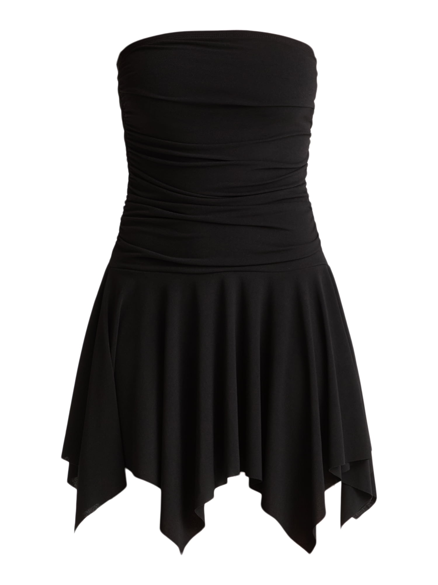 Madden NYC Women's Ruched Strapless Handkerchief Mini Dress, Sizes XXS-XXL