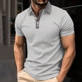 thumbnail image 2 of Avirosel Men's Summer Breathable Short Sleeve Shirt Striped Color Block Casual Polo with 3 Buttons for Outdoor Sports and Daily Wear Gray, 2 of 5