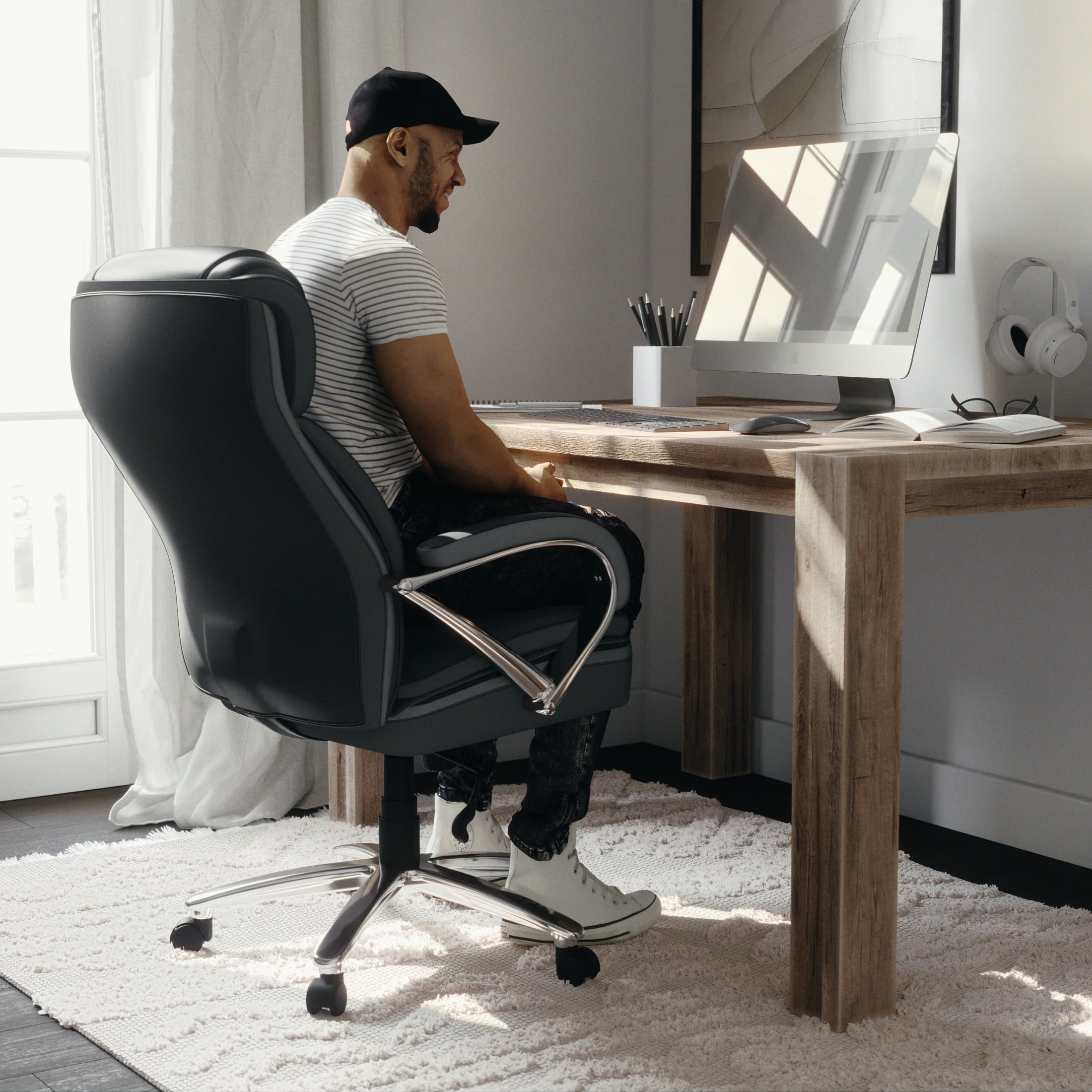 Flash Furniture Hercules Series Big & Tall Ergonomic LeatherSoft Office Chair, Black