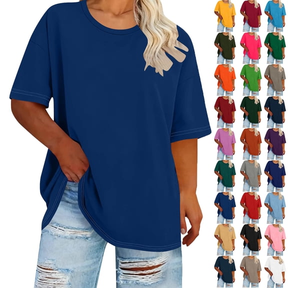 Lenago Plus Size Blouse for Women Short Sleeve Fashion Casual Solid Color Printing Lace Round Neck Blouses for Women Pleated Tunic Tops Dressy Casual Summer Shirts