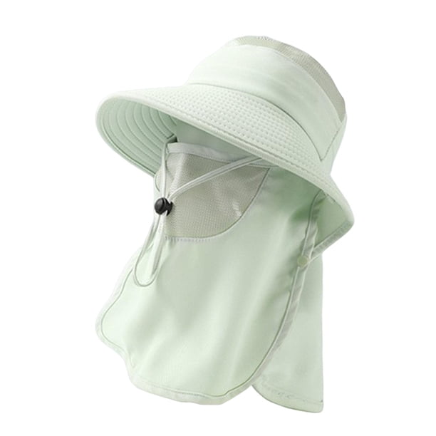 Sombrero para el sol al aire libre cómodo con cubierta facial para senderismo, camping y deportes al aire libre. Verde