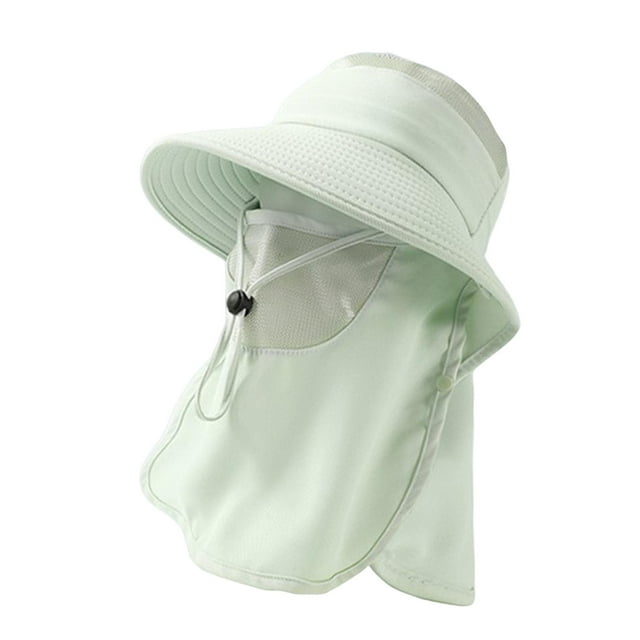 Sombrero para el ajustable y portátil para exteriores con protección facial para viajes de montañismo. Verde