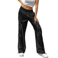 thumbnail image 1 of Gibobby Pantalones cargo para mujer Pantalones casuales sueltos con correa de múltiples bolsillos para mujer Pantalones tejidos de ropa de trabajo recta de cintura(Negro,XL), 1 of 5