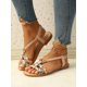 thumbnail image 4 of Women Floral Pattern Braid Detail Slingback Sandals, Vacation Summer Flat Sandals, 4 of 4