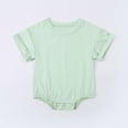 thumbnail image 2 of Baby Rompers Boy Baby Summer Solid Short Sleeve Bodysuits Casual Soft Breathable Romper Playwear Baby Romper Green 6 Months-12 Months, 2 of 7