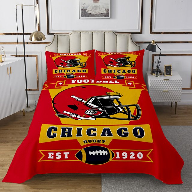 Erosebridal Kids Sports Coverlet Set Twin, Lightweight, Red 2 Pieces, Chicago
