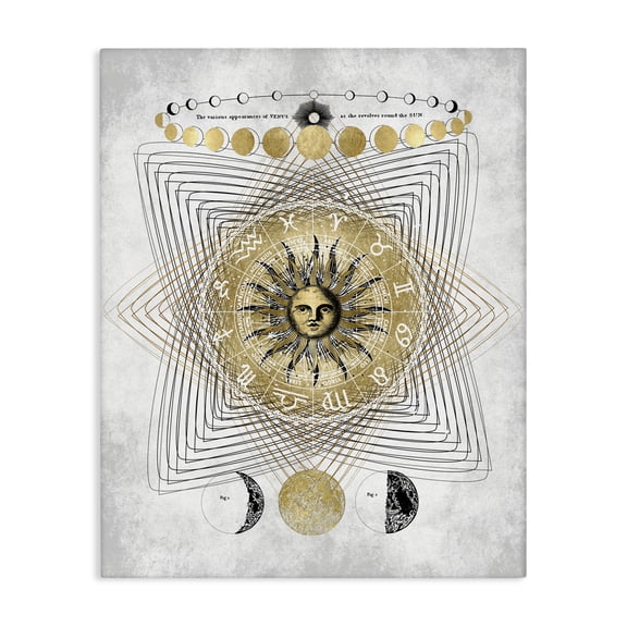 Stupell Industries Bohemian Zodiac Chart Astrological Symbols Sun Moon Phases Canvas Art, 16 x 20, by Oliver Jeffries