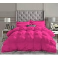 thumbnail image 2 of D.N.G. BEDDINGS Luxurious 3 Piece Pom Pom Pinch Pleated Comforter Set, 800 Thread Count, 100% Egyptian Cotton, White Vintage Pom-Pom Fringe (Full/Queen Size Solid Hot Pink Color), 2 of 5