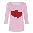thumbnail image 4 of HaoXianJian Valentine's Day Shirt for Women Glitter Love Heart Printed T-Shirt Top 3/4 Sleeve Tee Crew Neck Casual Blouse Tops Size S-2X, 4 of 4