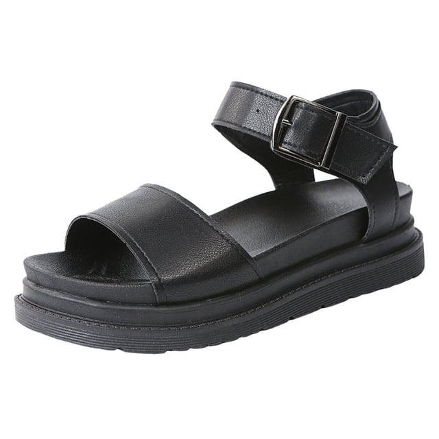 DAFEI Womens Sandles Summer Fashion Popular Open Toe Solid Colour Thick Bottom Beach Non Slip Simple Ladies Large Size Sandals